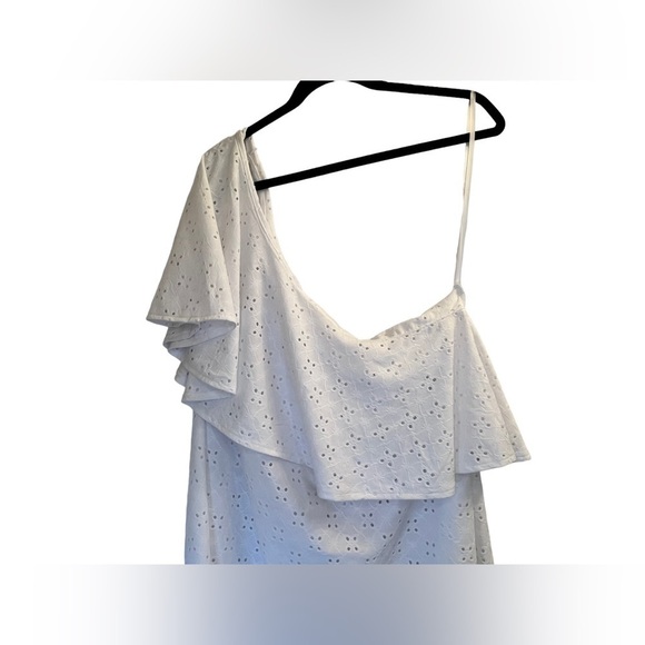 Torrid One Shoulder Ruffle Top Eyelet Jersey White Size 5X - Picture 4 of 10